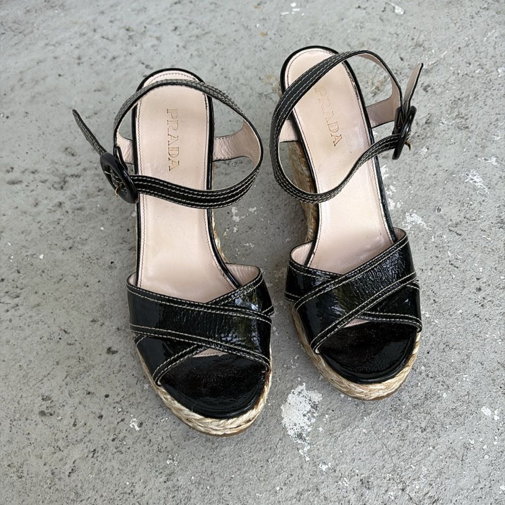 Prada patent leather wedge espadrilles - Picture 4 of 9